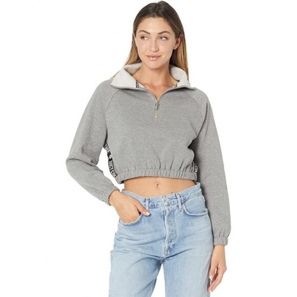 NWT Juicy Couture grey & brand stripe cropped sweatshirt & shorts coord set - Picture 2 of 16